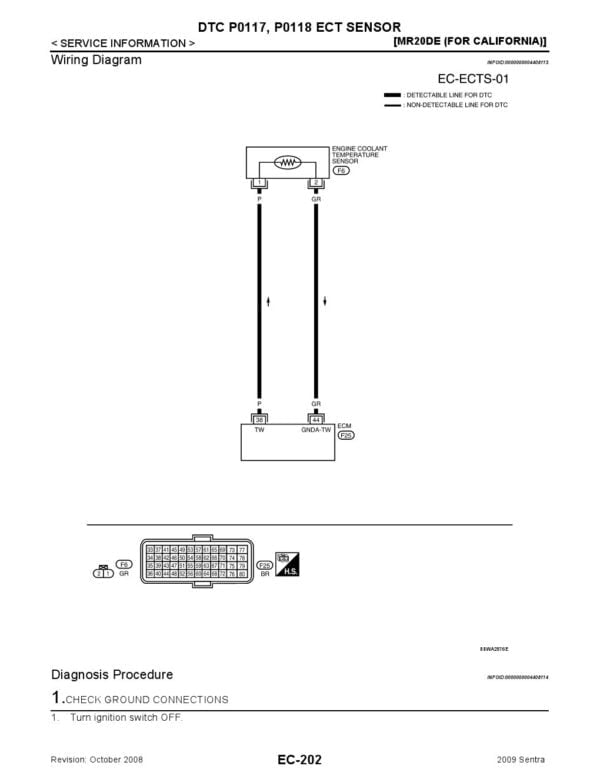 NISSAN DTC P0117, P0118 ECT SENSOR
