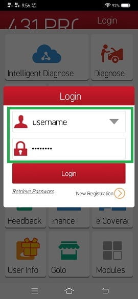 Login with Username and Password.