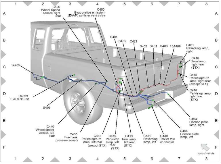 FORD RANGER 4WD V6-4.0L Complete List Of Sensors Location