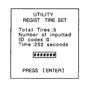 Select REGIST TIRE SET following the intelligent tester screen (UTILITY - REGIST TIRE SET).