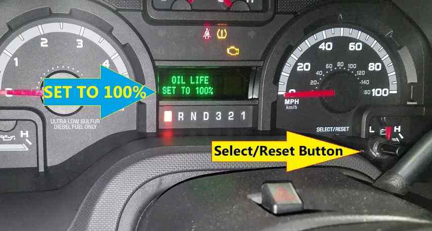 SET TO 100 percent oil reset ford e-series