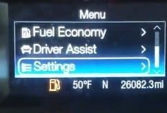 Setting ford fusion dic