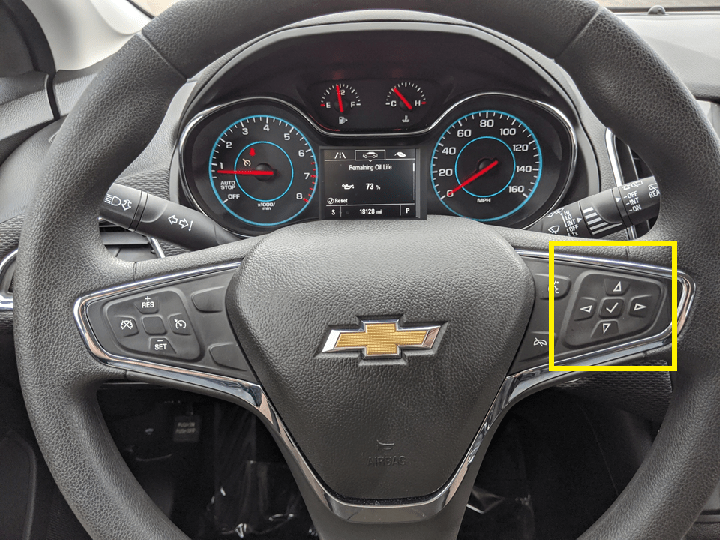 On this tutorial we need to use the DIC button on the right side of steering wheel of Chevrolet Cruze