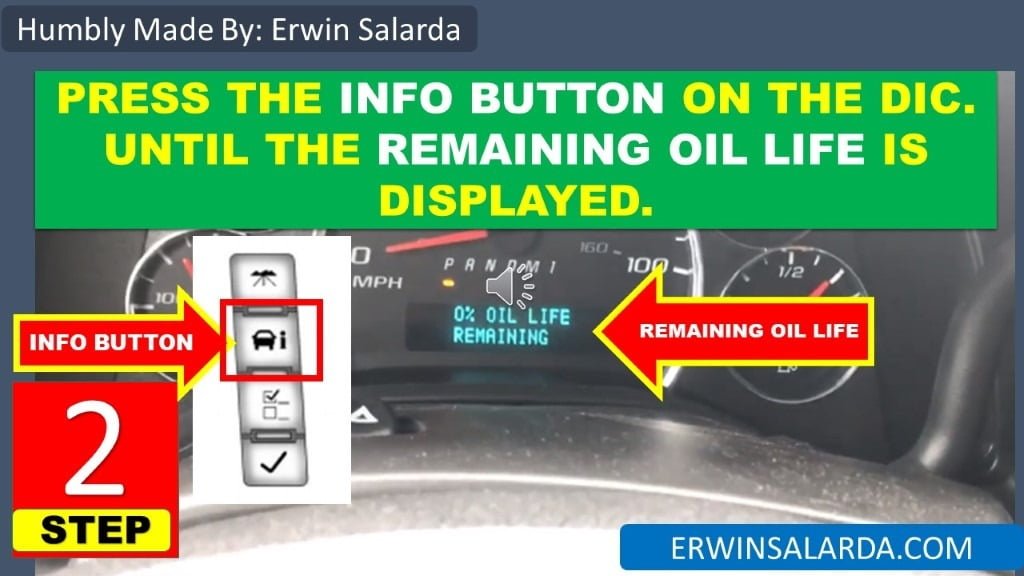 STEP 2: Press The Info Button On The Dic. Until The Remaining Oil Life Is Displayed.