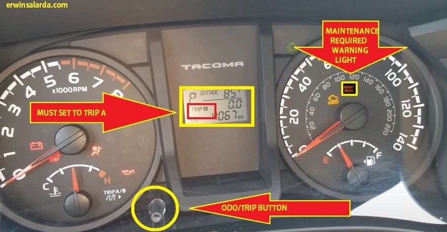 2016-2020 Toyota Tacoma Maintenance Required Warning Light Reset