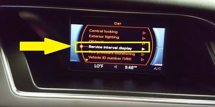 Audi service interval display