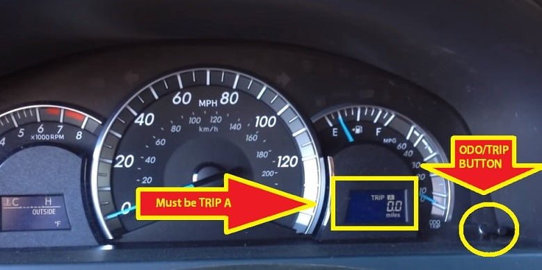 Toyota Camry Maint Required Reset - Dispaly TRIP A