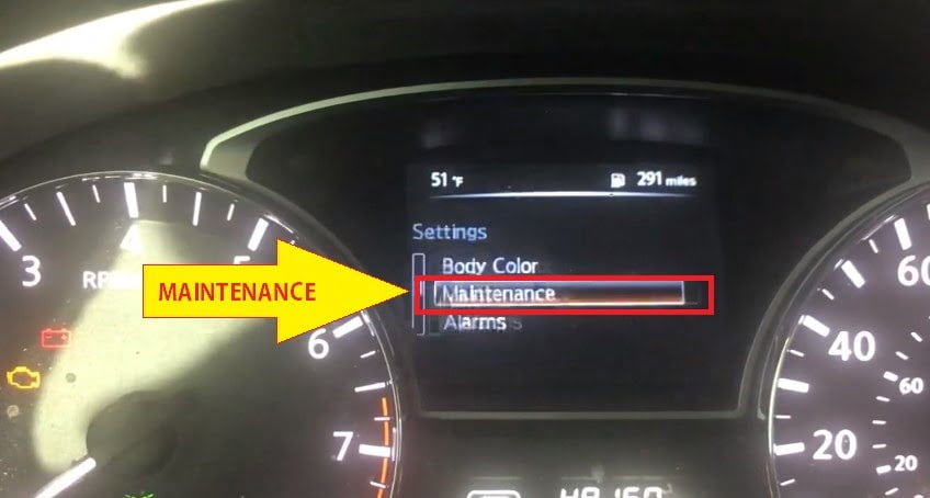 2013-2020 Nissan Pathfinder Maintenance Reset - Select maintenance