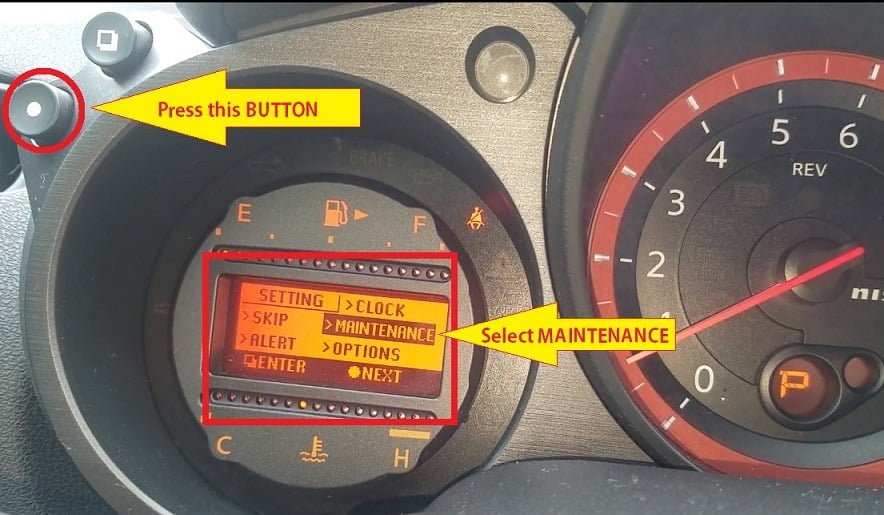Nissan 370Z Service Maintenance Reset - Select Maintenance