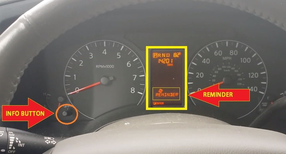 Nissan NV Van Series maintenance Reset info button to display REMINDER