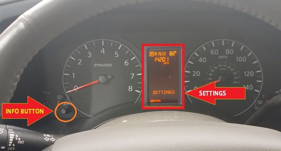 Nissan NV Van Series maintenance Reset info button to display SETTINGS