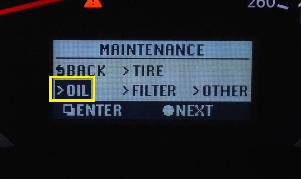 Nissan Quest Maintenance Oil -Oil filter Reset - Navigate oil