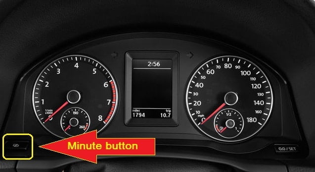 Volkswagen Eos Service Maintenance Light Reset - Press the minute button