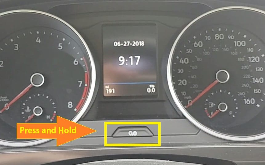 Volkswagen Tiguan Oil Change Spanner Light Reset- hold the 0.0 button