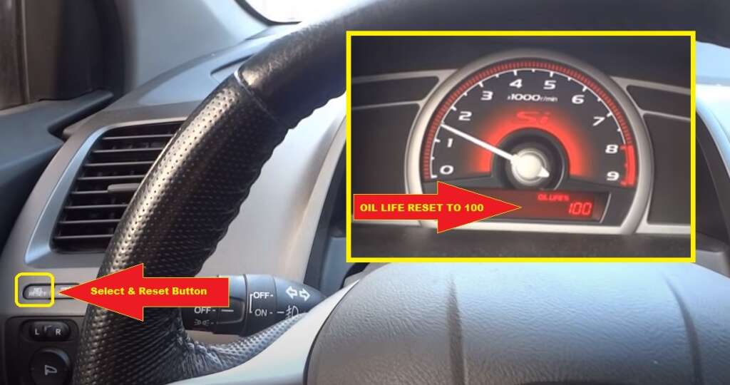 Acura CSX Oil Reset -press and hold the info button until oil life reset to 100