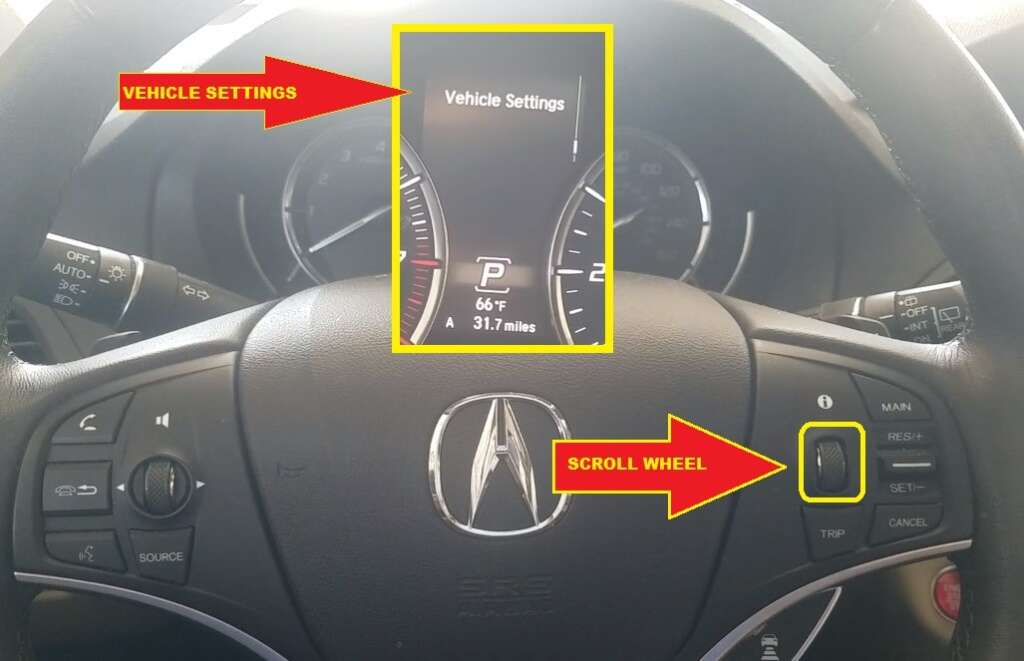 Acura MDX Oil Reset - Navigate to vehicle settings
