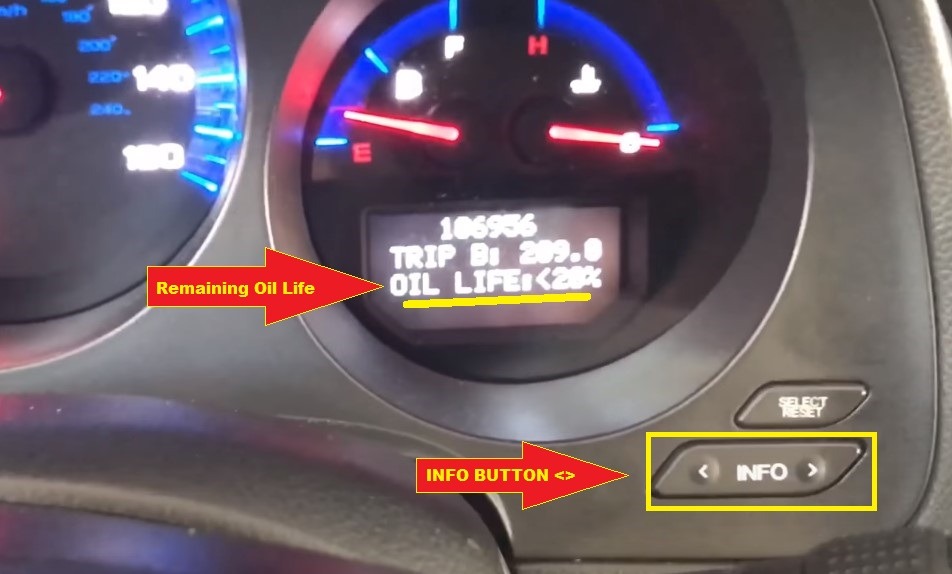 Acura TL Oil Reset - press the info button until the oil life is displayed