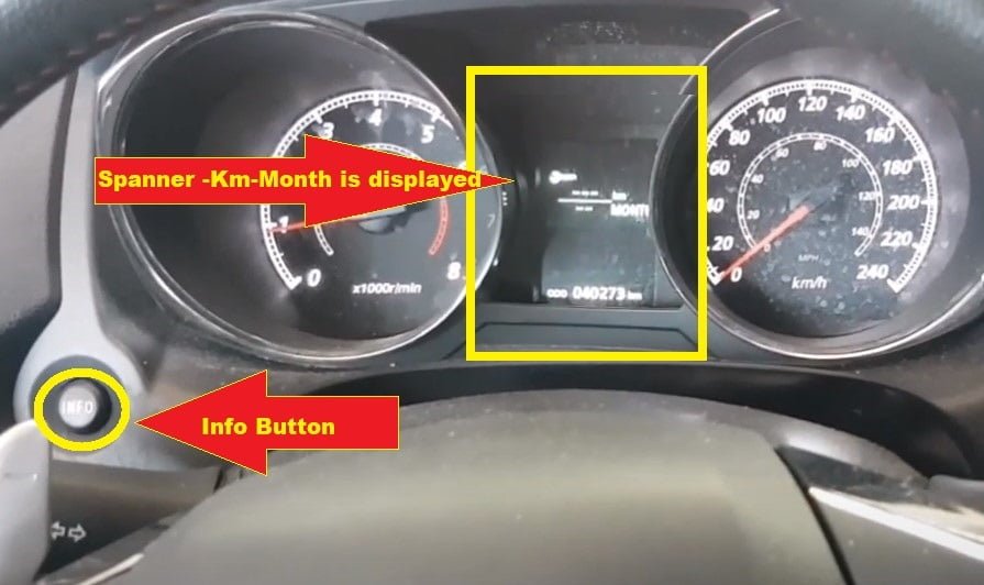Mitsubishi RVR Oil Reset - press info button until the spanner light is displayed