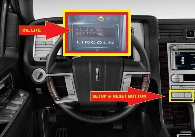 2007-2014 Lincoln Navigator Oil Life Reset -setup button to display oil life