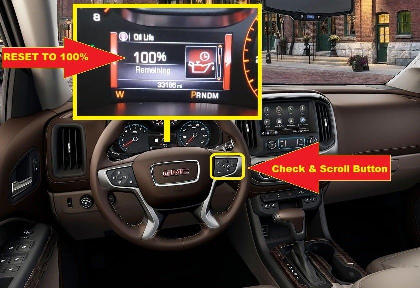 2015-2020 GMC Canyon Oil reset - oil life reset to 100%