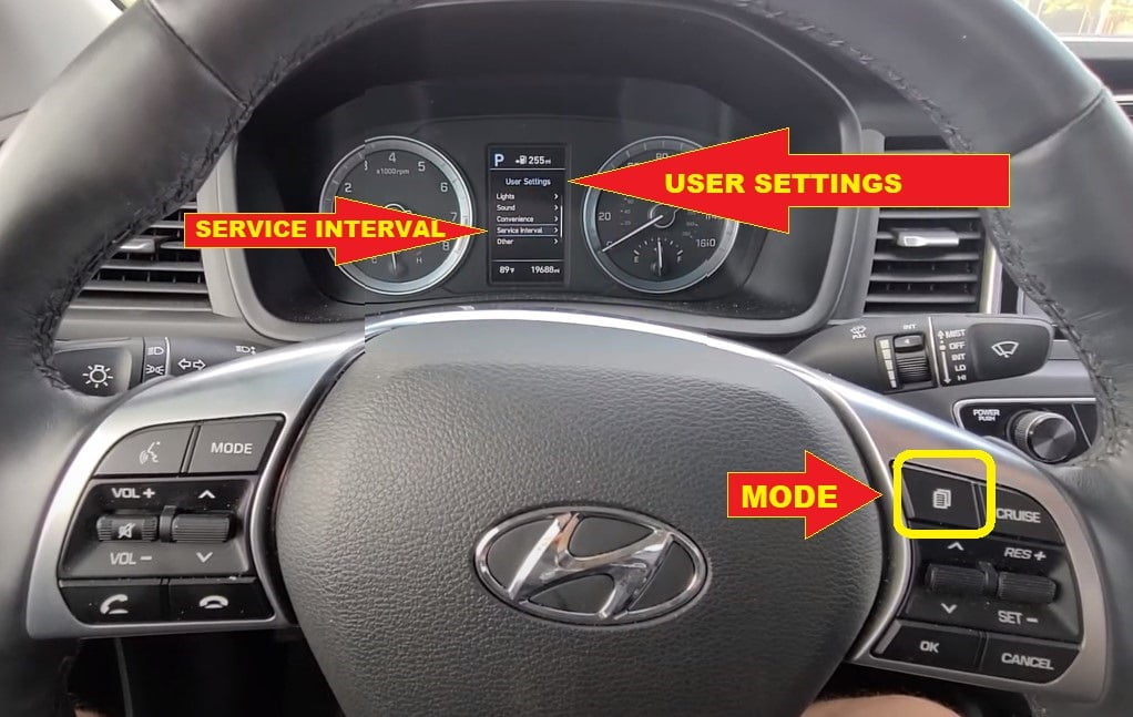 Hyundai Sonata Oil reset -user settings - service interval
