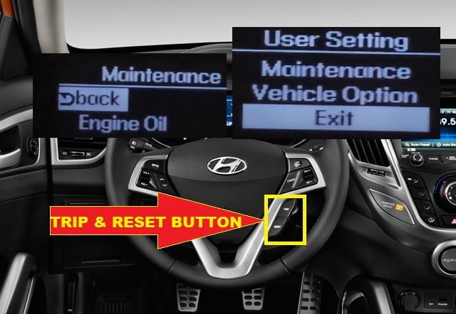 Hyundai Veloster Oil Reset 2012-2017 -back and exit