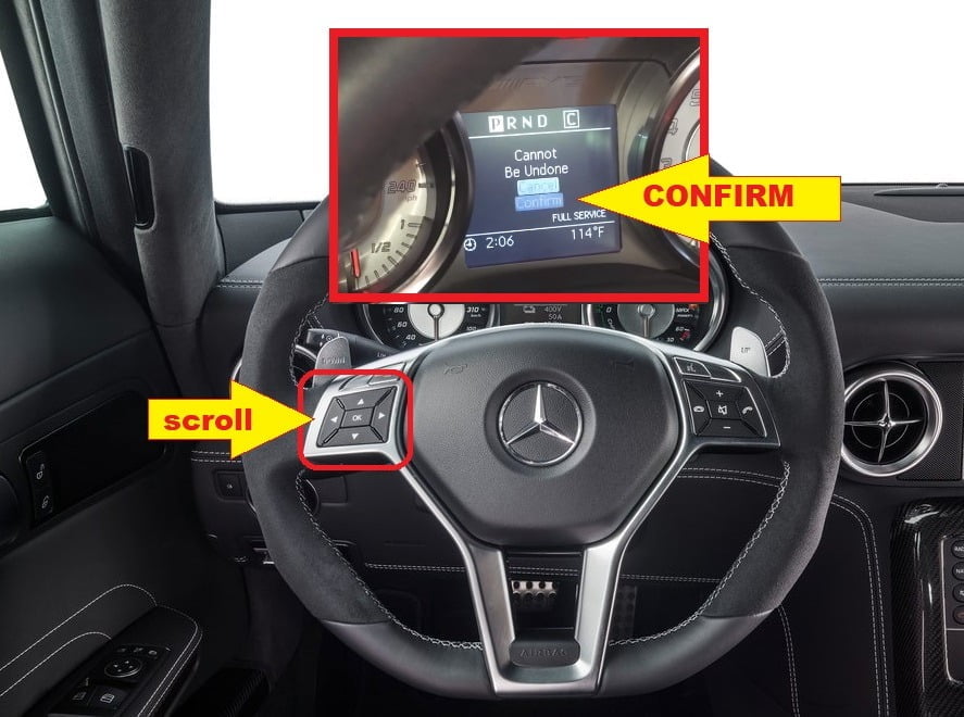 Mercedes-Benz SLS AMG Service Indicator reset -select confirm