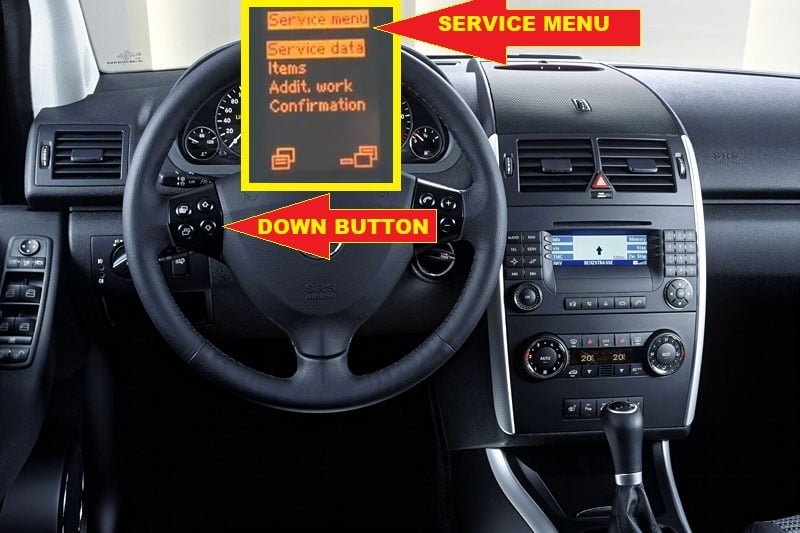 Mercedes-Benz W169 Service Due Reset -down button - service menu