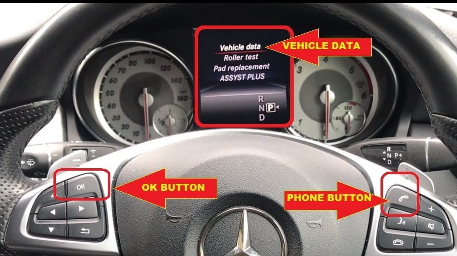 Step 2. X156 Mercedes-Benz- Oil Service Maintenance Reset- Miles is displayed-Vehicle data