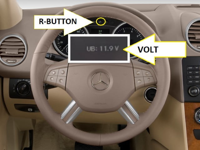 HOW TO RESET-Mercedes-Benz GLE-Class W164 Service Light- press R button to display volt