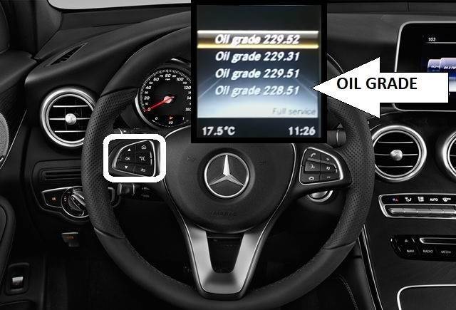 Mercedes-Benz GLC Class Oil Service Maintenance Indicator Light Reset -oil grade