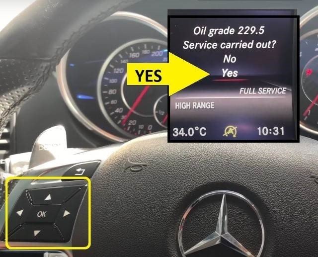 Mercedes-Benz GLE-Class W166 Service Maintenance Light Reset - select YES