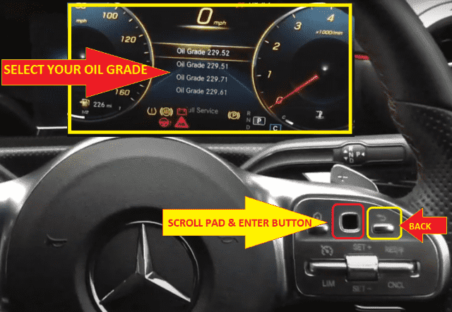 Mercedes-Benz A Class W117 Service Maintenance Light Reset- Select your oil grade (Custom) (Custom)