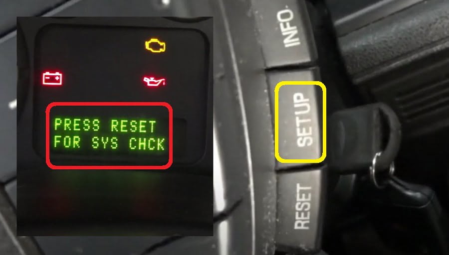 Ford Freestyle Oil reset - press the setup button until the press reset for sys chck