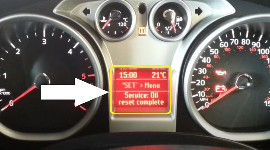 Ford Kuga oil reset - Service oil reset complete