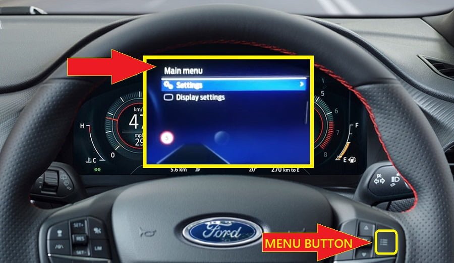 Ford Puma Oil Reset - press menu button
