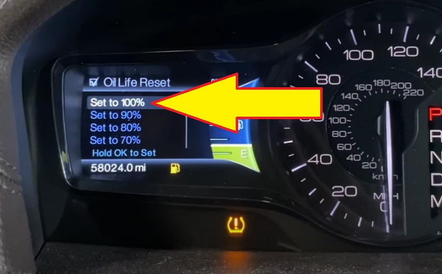 HOW TO RESET- Lincoln MKS oil reset - select set to 100%