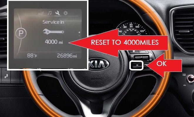 Kia Sportage Oil Reset - Service Required Reset -hold ok button to reset