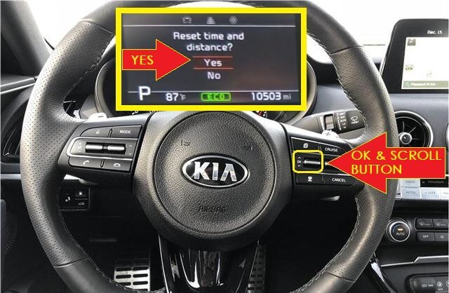 Kia Stinger Oil reset - Service required Reset - select yes to reset