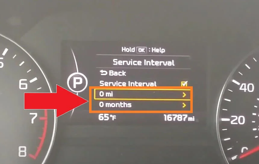 Kia K5 service interval -configure date and miles
