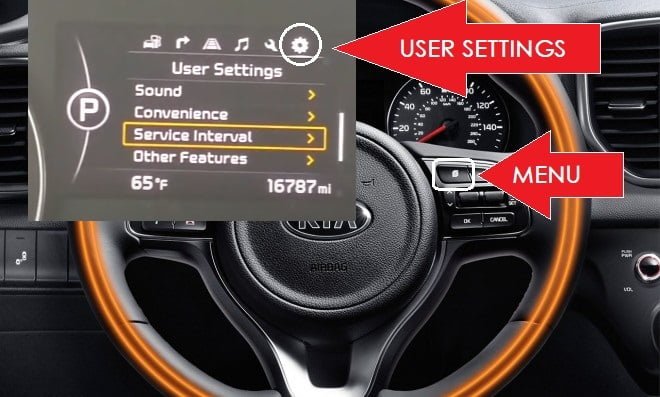 Kia change service interval schedule - user settings