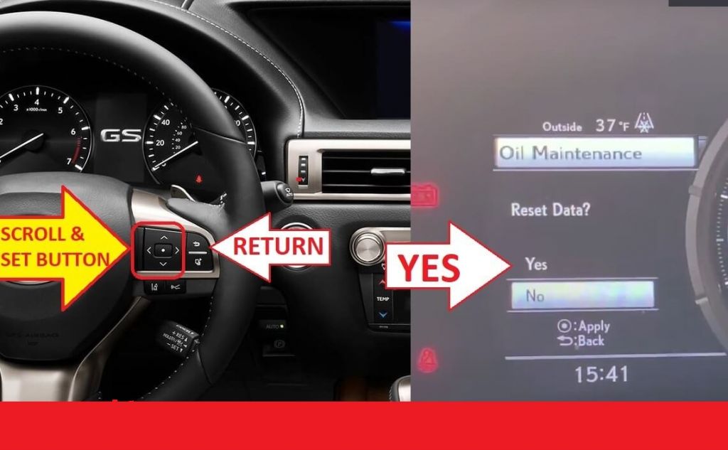 Lexus GS-F 2016-2017-2018-2019-2020 Oil Reset - select yes to reset