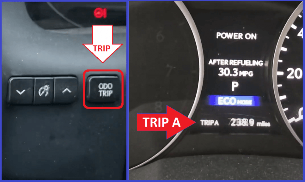 Lexus ES300H Oil Reset -ODO trip button - trip A