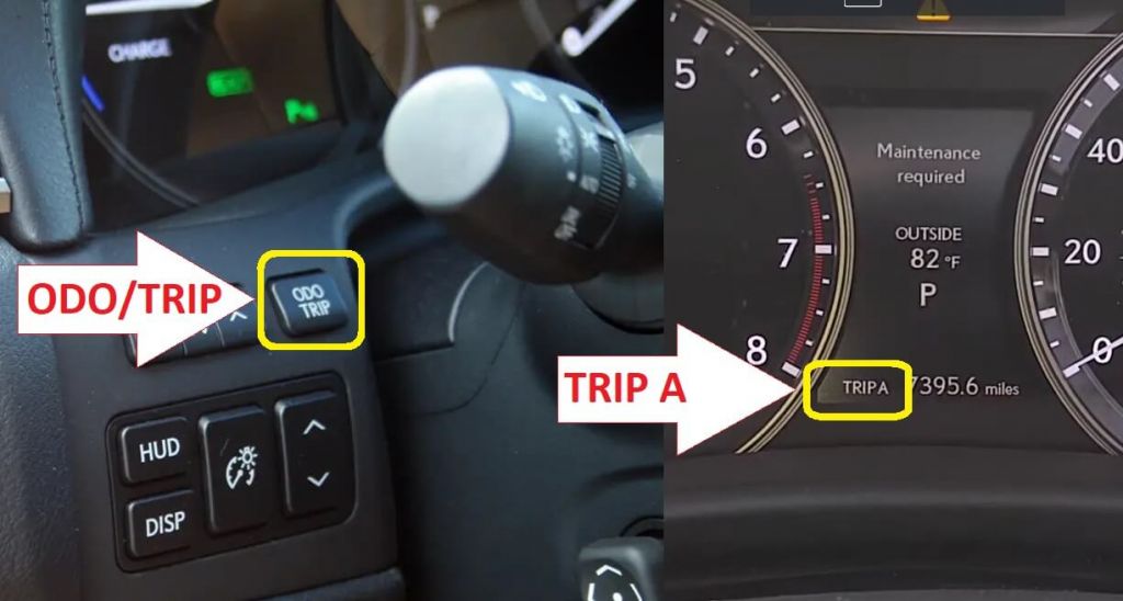 Lexus GS450H Oil Reset - press odo trip button to display Trip A