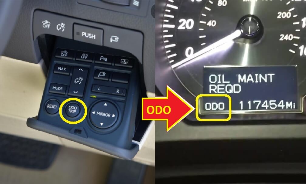 Lexus GS460 Oil Reset - press odo-trip button to display ODO