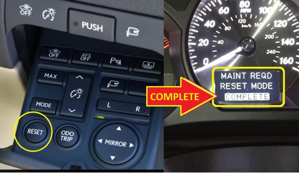 Lexus GS460 Oil Reset -press reset button