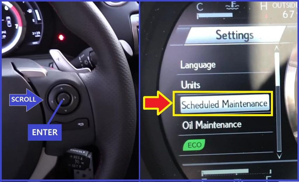 Lexus IS200T Maintenance Required Reset - schedule maintenance