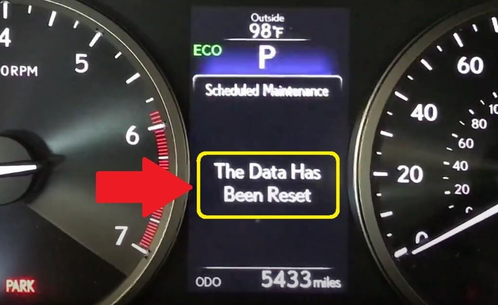 Lexus NX200T -data has been reset