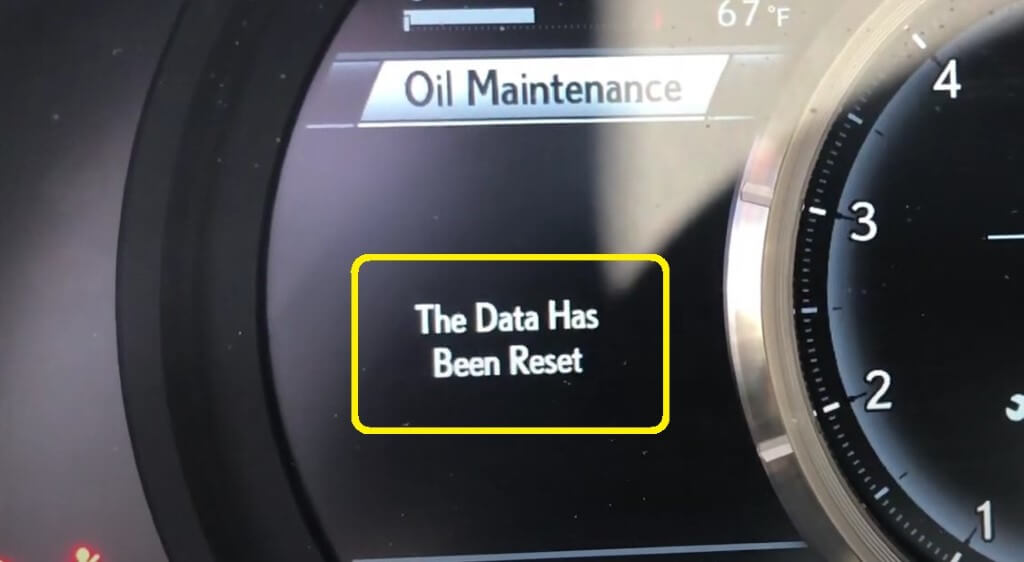 Lexus RC 200T Oil reset - data has been reset