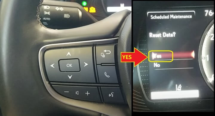 Lexus UX200 Maintenance required Reset -YES